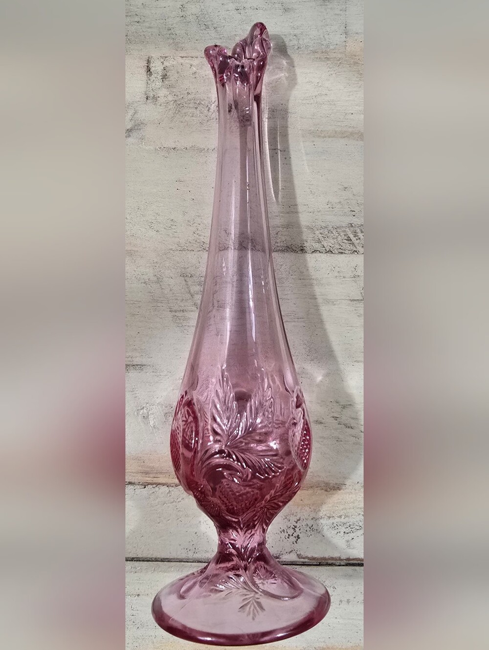 Fenton Inverted Strawberry Bud Vase.